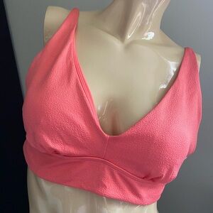 George XL coral pink coloured wireless halter swim top